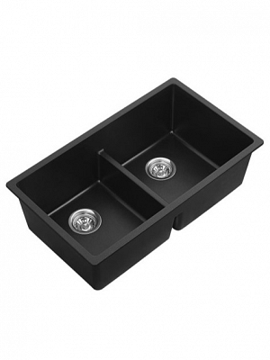 Kyri-31 Undermount Low Divide Preto Black Granite Sink